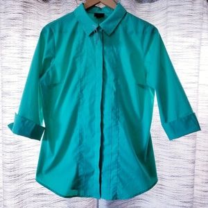Worthington 3/4 Sleeve Career Blouse Green Medium